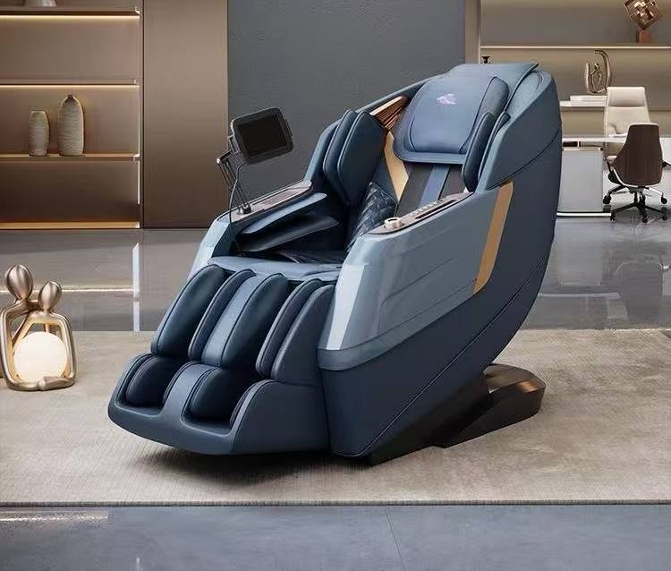 Aceso Core massage chair in Phantom Blue with copper accents