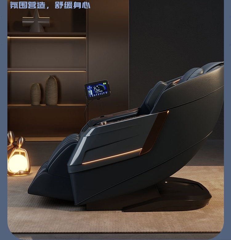 Aceso Core side profile with ambient lighting in a dark living room