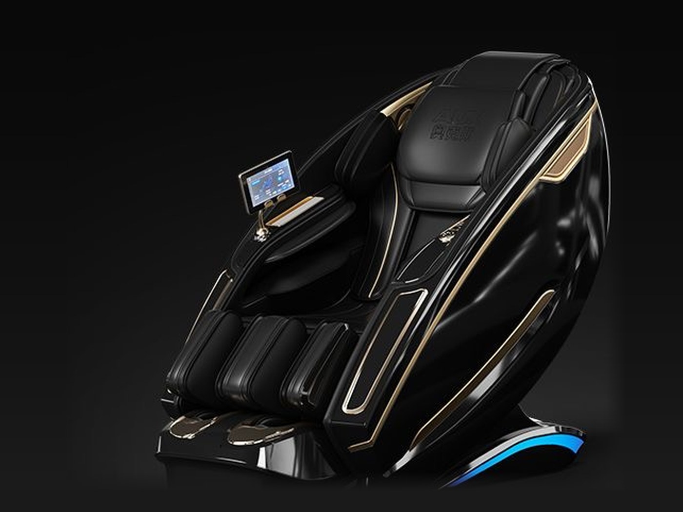 Aceso Elite massage chair — black with gold trim
