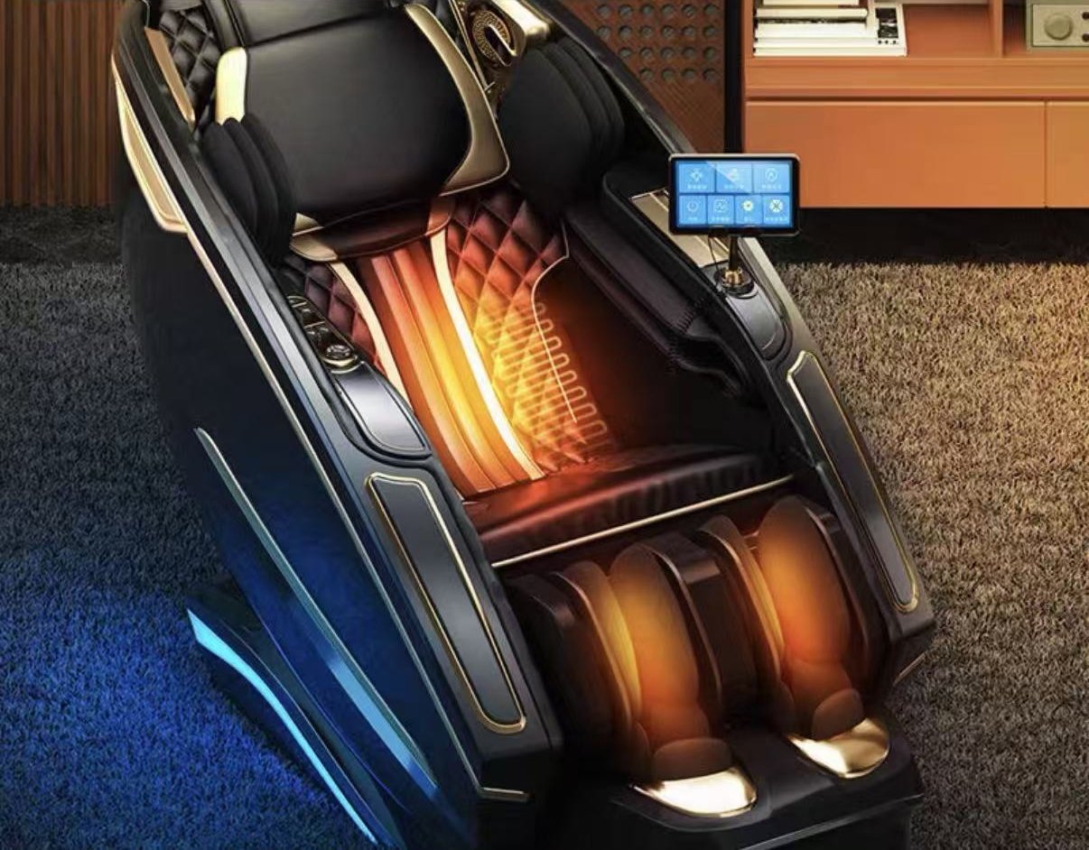 Hot compress therapy diagram for waist and legs with 3-row foot rollers