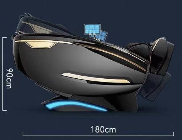 Aceso Elite dimensions: 180cm reclined, 120cm tall, 82cm wide, 100kg