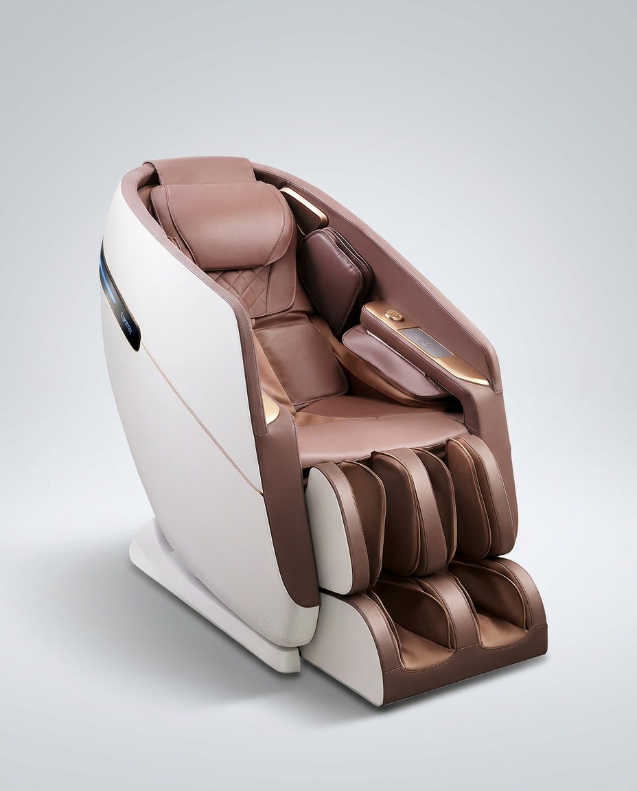 Aceso Plus massage chair in white and rose gold
